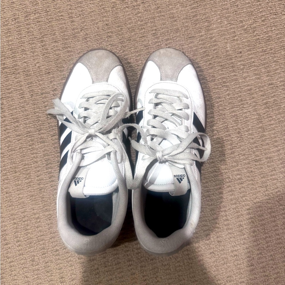 White and black adidas sambas!